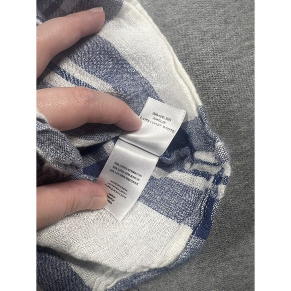 Rails Womens Sz L Amelie Tie Front Button Down Shirt in Lapis Coast Blue White - Picture 7 of 8